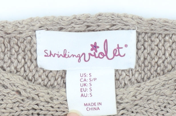 Womens UK Size S Shrinking Violet Beige Pullover Jumper