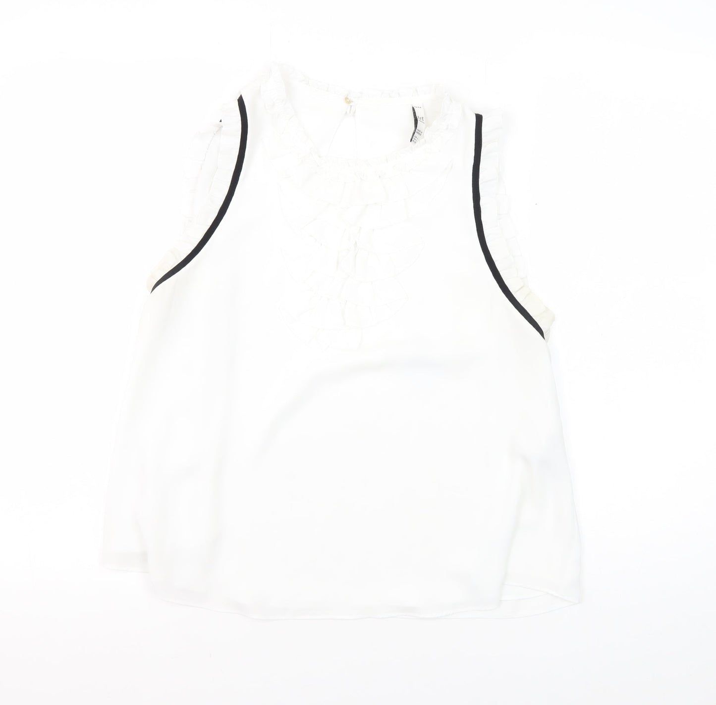 Womens UK Size L Zara White Ruffle Blouse
