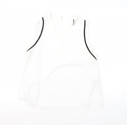 Womens UK Size L Zara White Ruffle Blouse