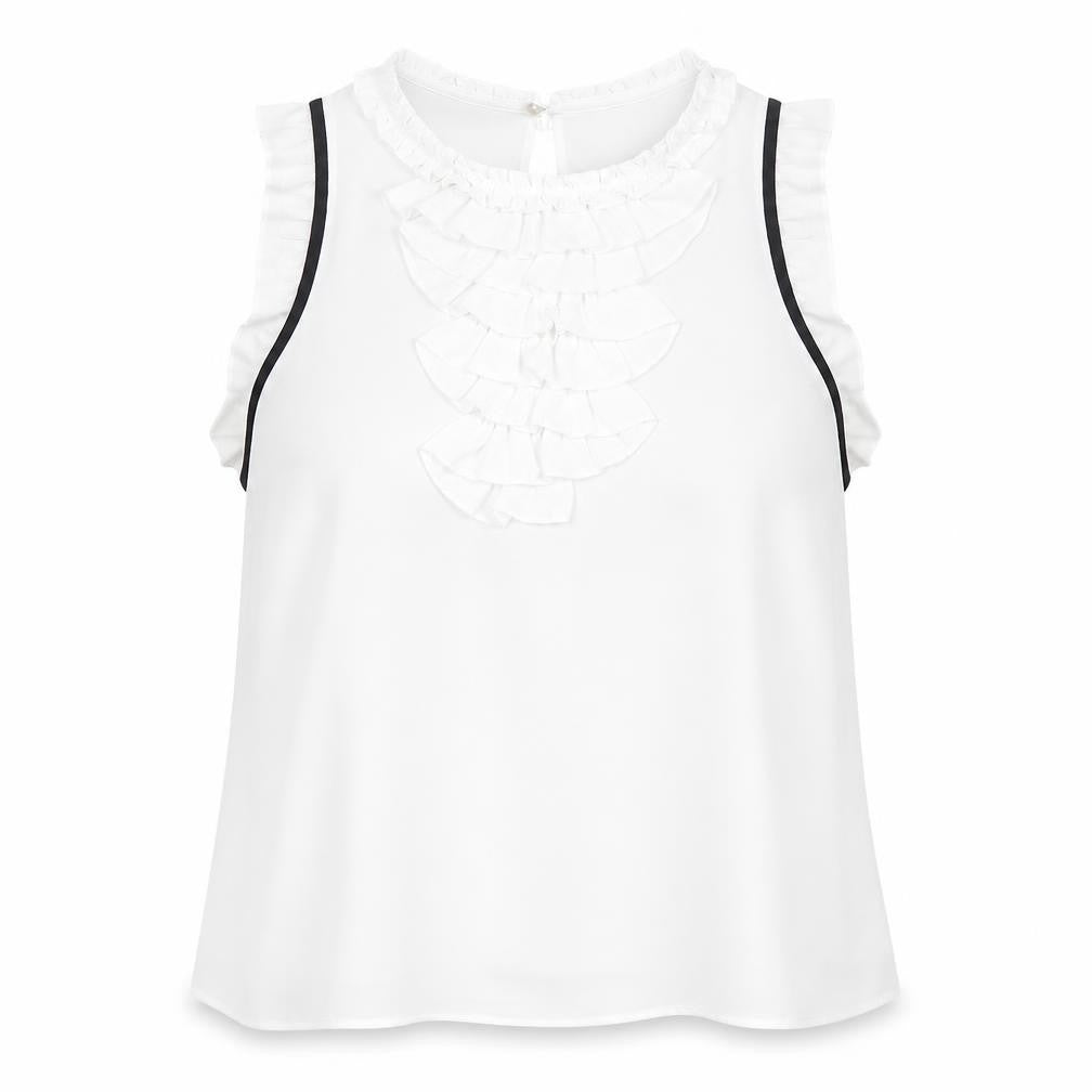 Womens UK Size L Zara White Ruffle Blouse