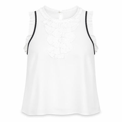 Womens UK Size L Zara White Ruffle Blouse