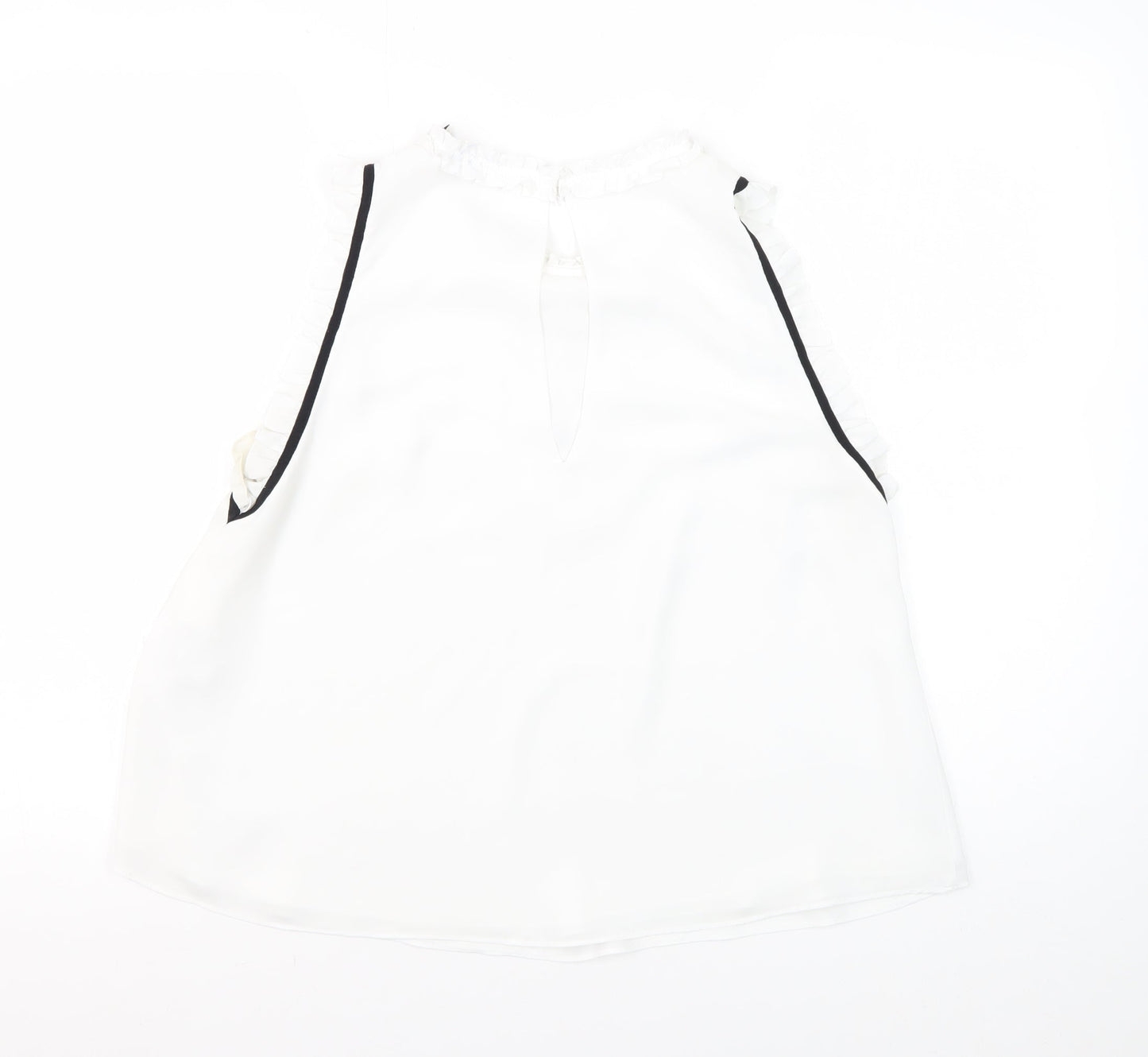 Womens UK Size L Zara White Ruffle Blouse