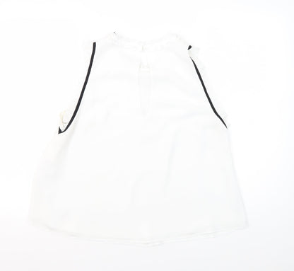 Womens UK Size L Zara White Ruffle Blouse