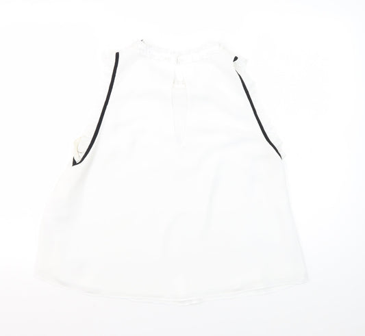Womens UK Size L Zara White Ruffle Blouse