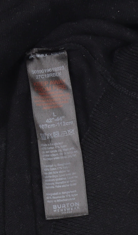 Burton Menswear Black Cotton Pullover Jumper L