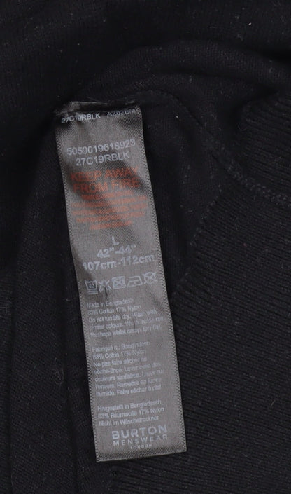 Burton Menswear Black Cotton Pullover Jumper L
