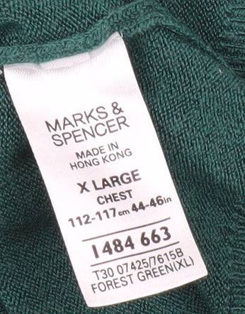 Mens UK Size XL Marks and Spencer Green Pullover Jumper