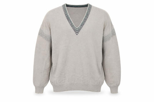 Belika Men's Beige V-Neck Pullover Jumper Size L