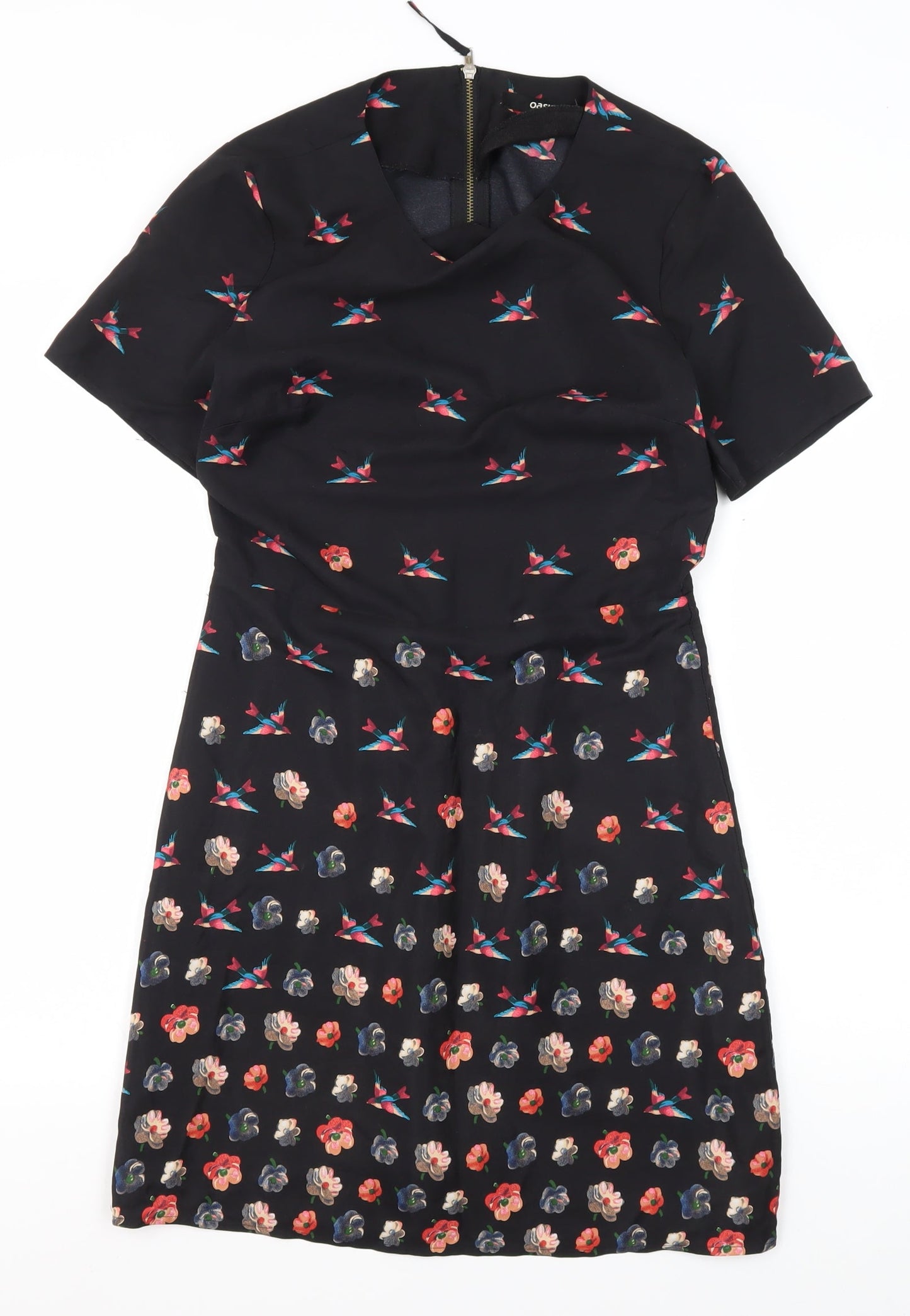 Oasis Women's Black Fit & Flare Floral Dress Size 8