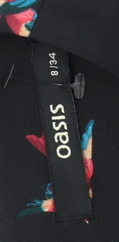 Oasis Women's Black Fit & Flare Floral Dress Size 8