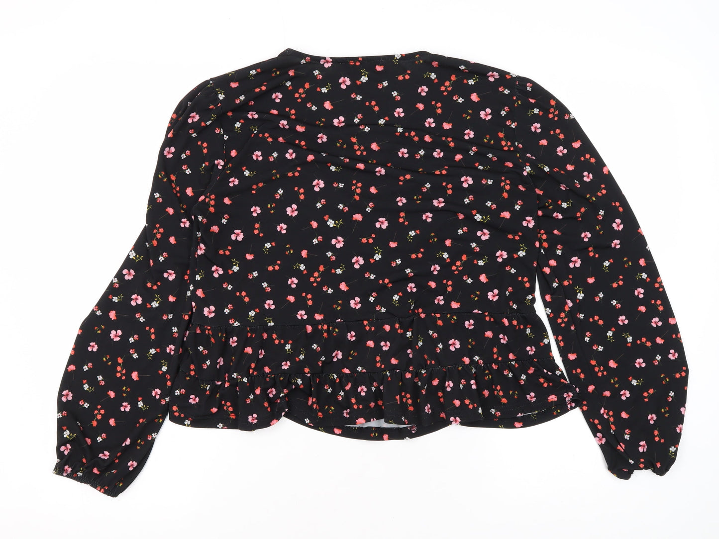Womens UK Size L Oasis Black Wrap Blouse