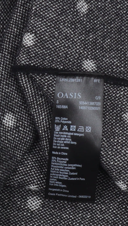 Oasis Women's Black A-Line Polka Dot Dress Small