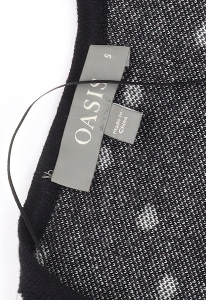 Oasis Women's Black A-Line Polka Dot Dress Small