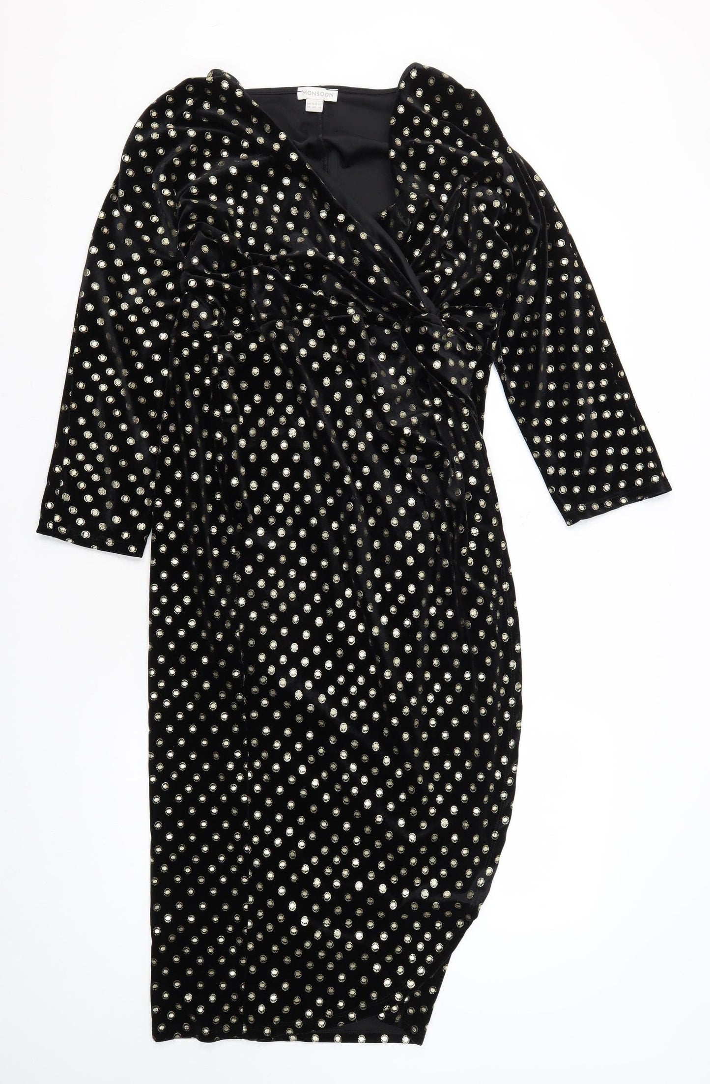 Monsoon Women's Black Polka Dot Bodycon Dress Size 18