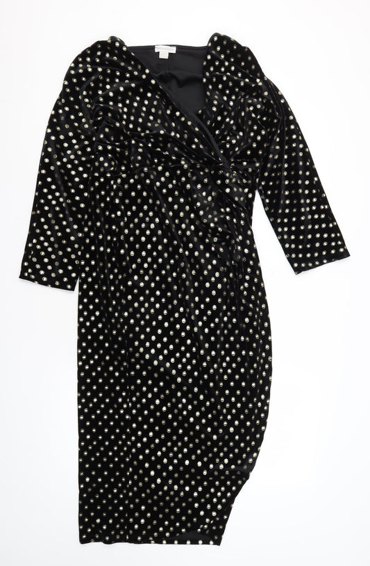 Monsoon Women's Black Polka Dot Bodycon Dress Size 18