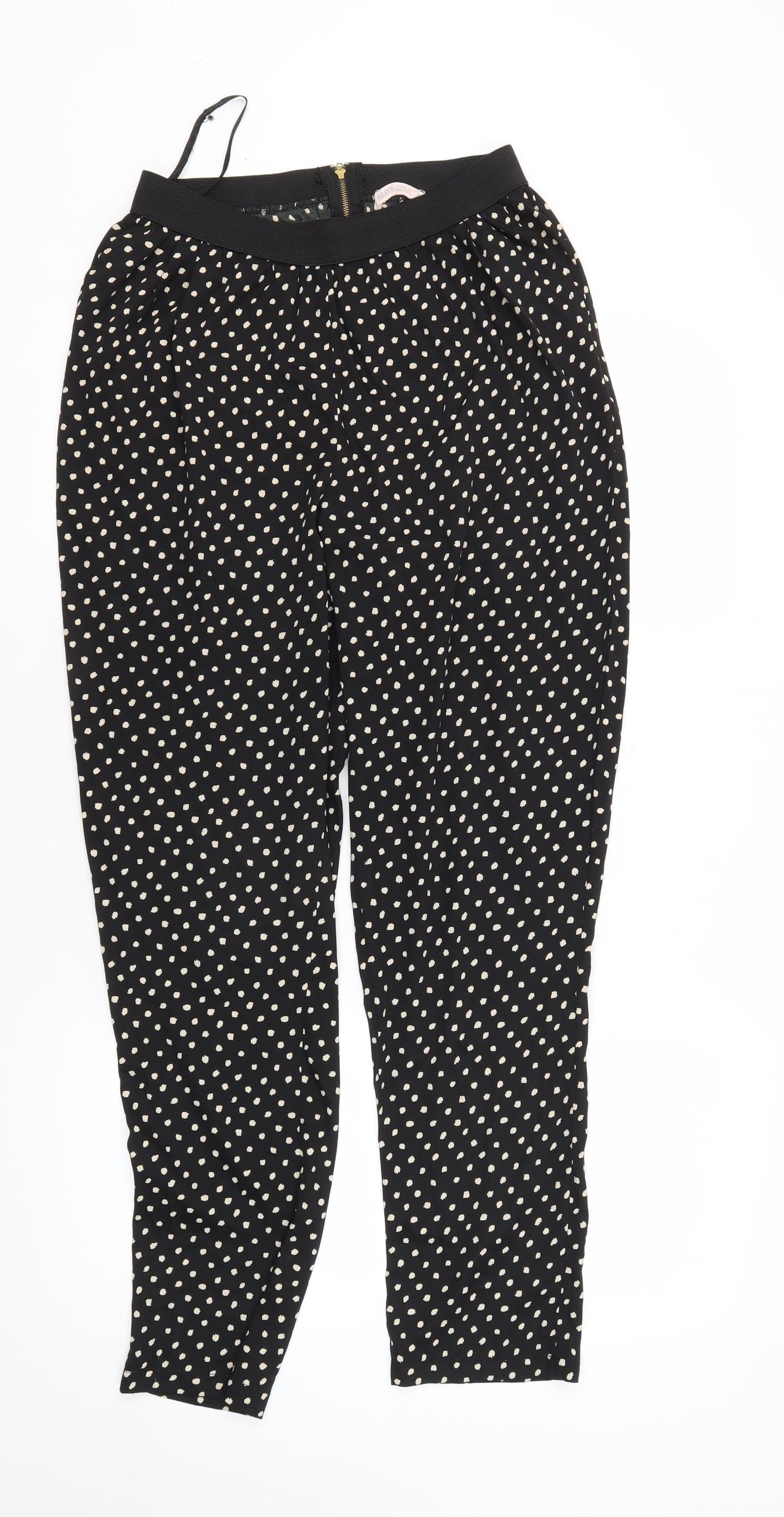 Womens UK Size M Brave Soul Regular Fit Cropped Black Trousers