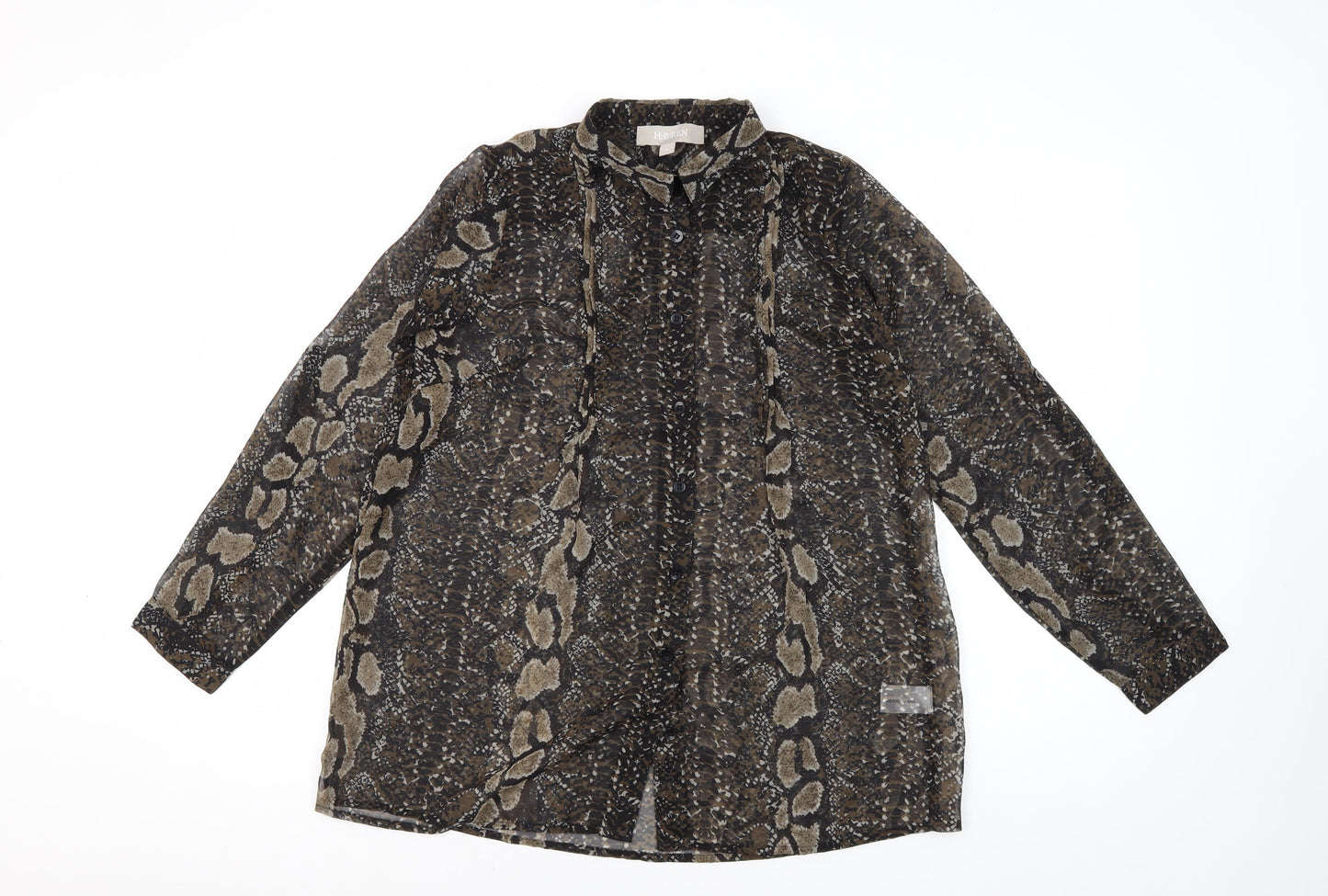 Havren Women's Brown Animal Print Tunic Blouse Size 10