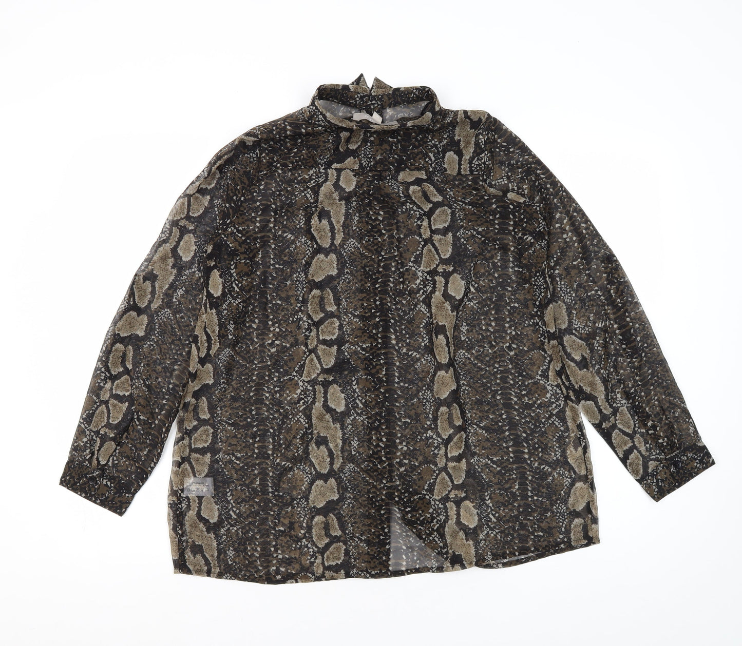 Havren Women's Brown Animal Print Tunic Blouse Size 10
