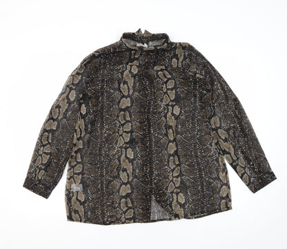 Havren Women's Brown Animal Print Tunic Blouse Size 10