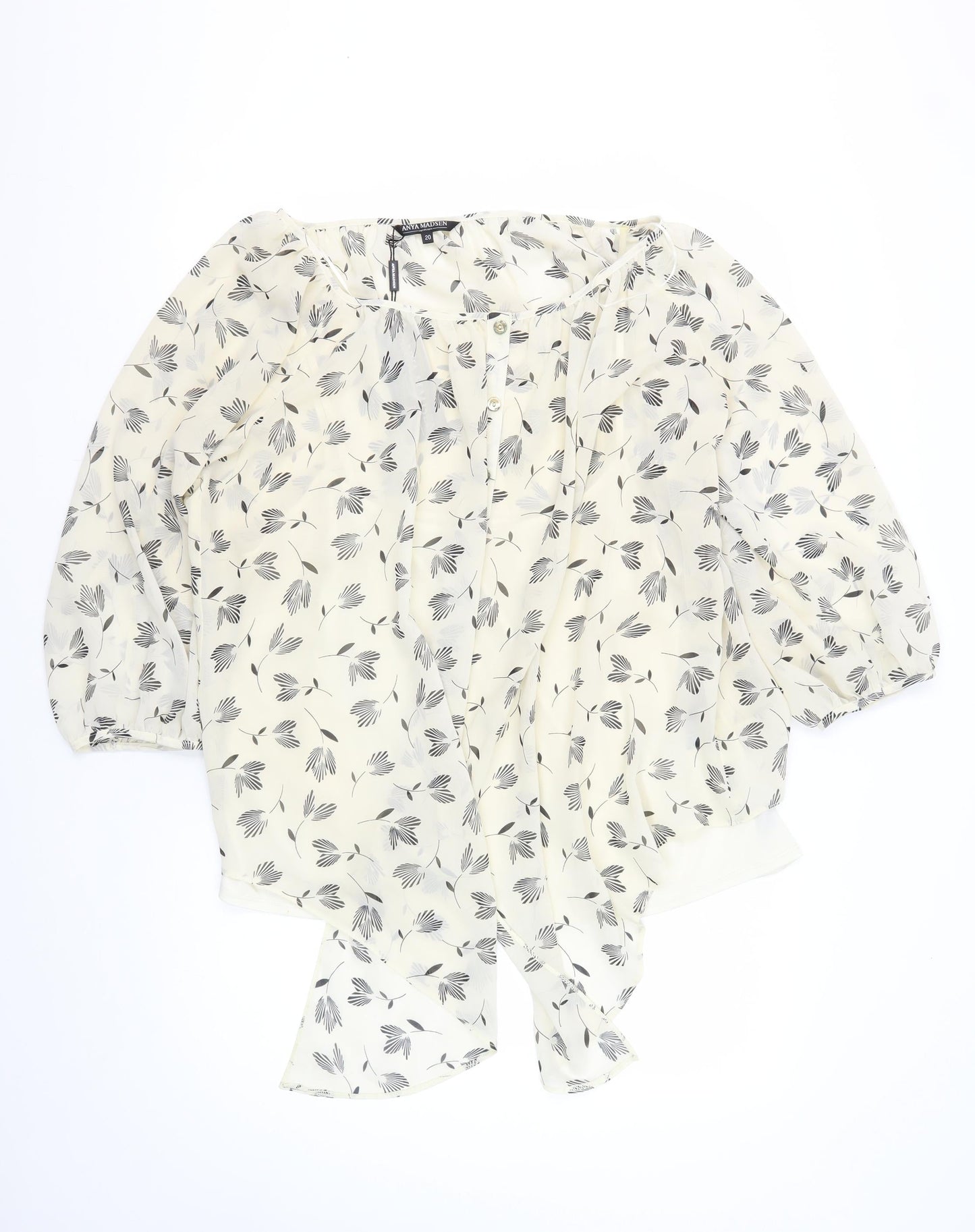 Anya Madsen Women’s Ivory Floral Tunic Blouse Size 20