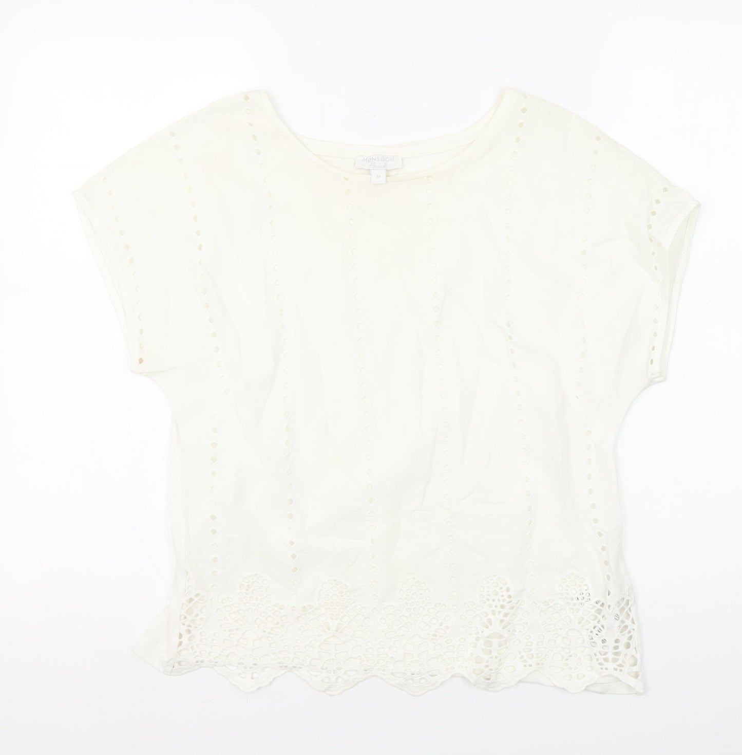 Monsoon Beach Ivory Cotton Women's Short Sleeve T-Shirt