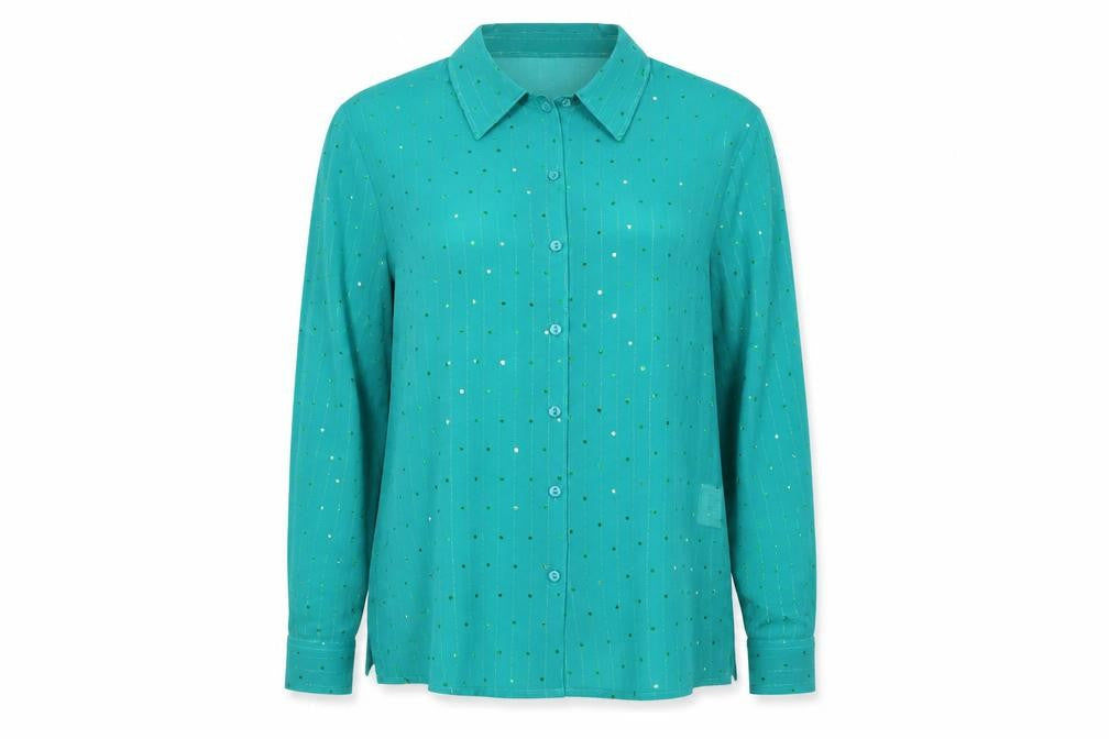Womens UK Size 16 EWM Pure Classics Green Basic Button-Up