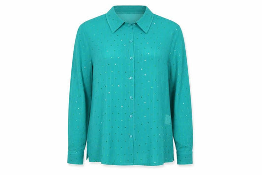 Womens UK Size 16 EWM Pure Classics Green Basic Button-Up