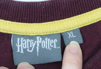 Unisex Adults UK Size XL Harry Potter Red Basic T-Shirt