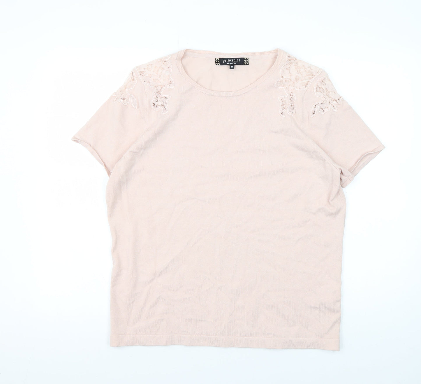 Womens UK Size 18 Principles Pink Basic T-Shirt