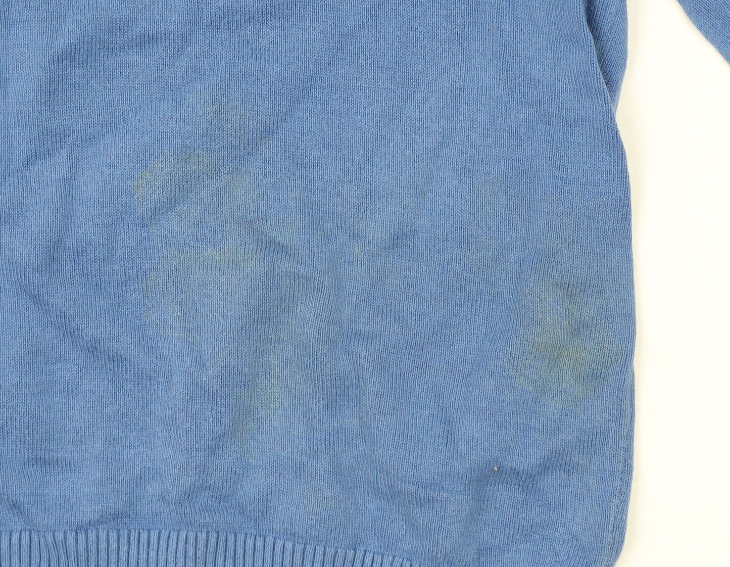 Tommy Hilfiger Men's Blue V-Neck Cotton Pullover Jumper