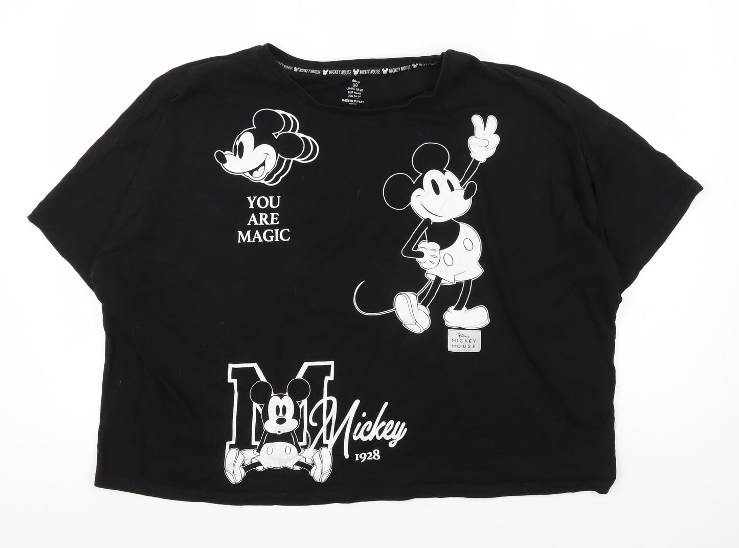 Womens UK Size XL Disney Black Basic T-Shirt