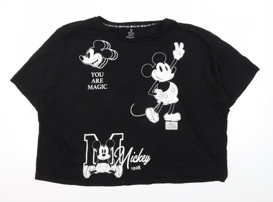Womens UK Size XL Disney Black Basic T-Shirt