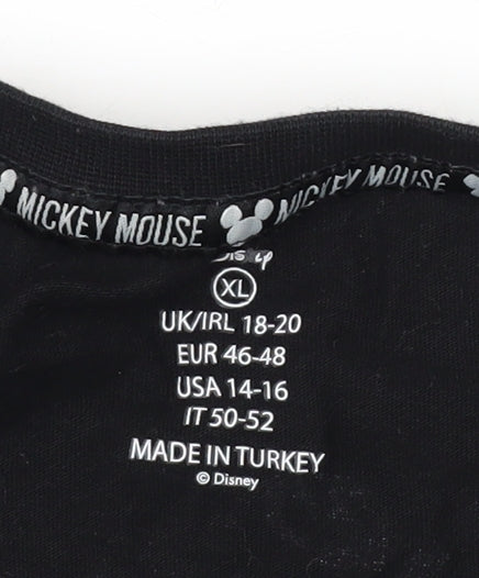 Womens UK Size XL Disney Black Basic T-Shirt