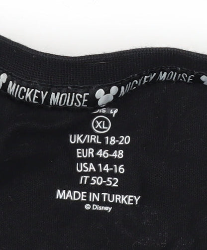 Womens UK Size XL Disney Black Basic T-Shirt