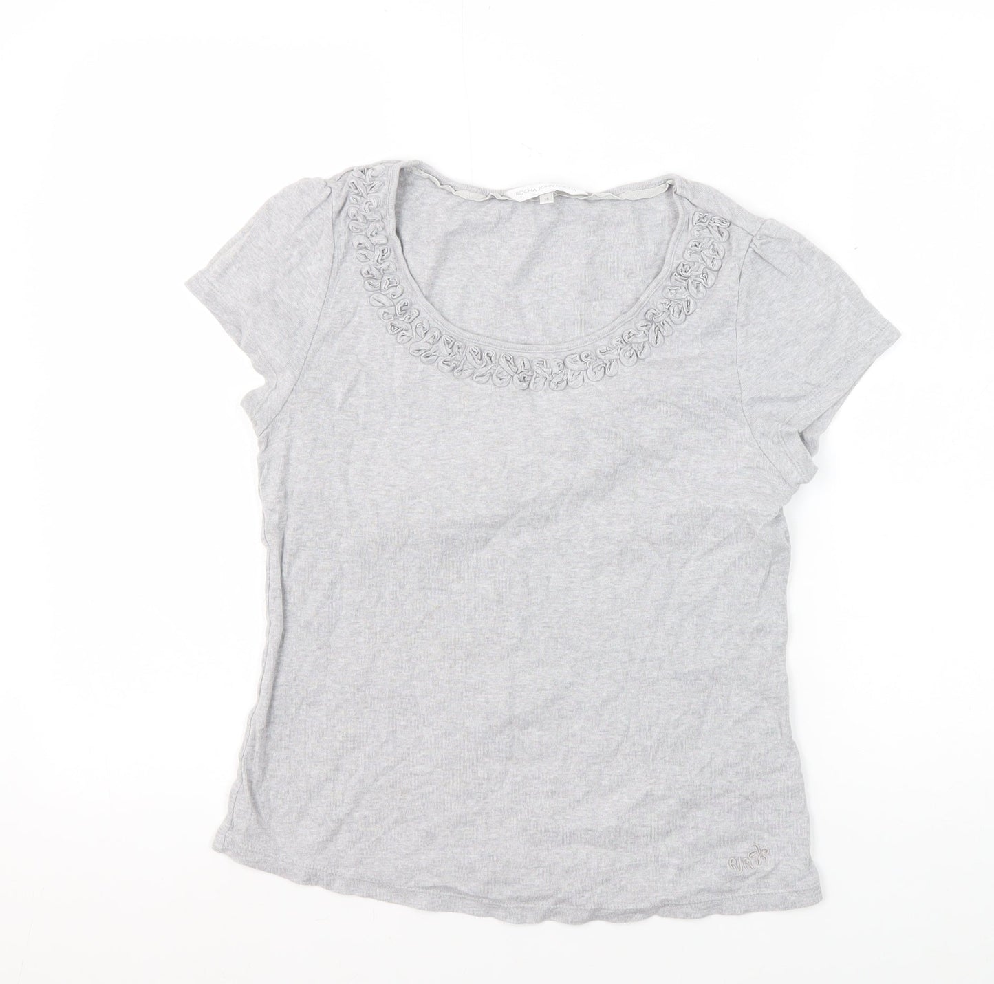 Womens UK Size 14 Rocha John Rocha Grey Basic T-Shirt