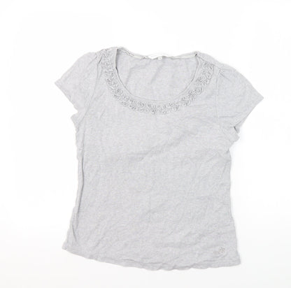 Womens UK Size 14 Rocha John Rocha Grey Basic T-Shirt