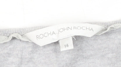 Womens UK Size 14 Rocha John Rocha Grey Basic T-Shirt