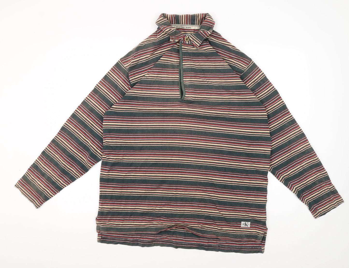 Calvin Klein Men's Multicoloured Striped Polo M