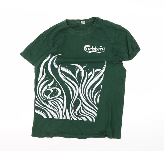 Roly Men's Green Graphic Print Beer T-Shirt Size S