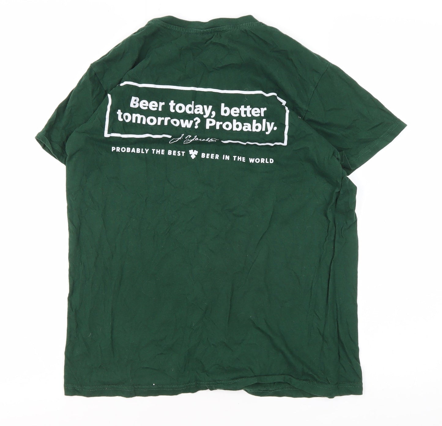 Roly Men's Green Graphic Print Beer T-Shirt Size S