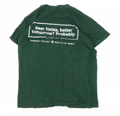 Roly Men's Green Graphic Print Beer T-Shirt Size S