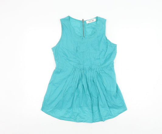 Oasis Women's Blue Sleeveless Tunic Blouse Size 10