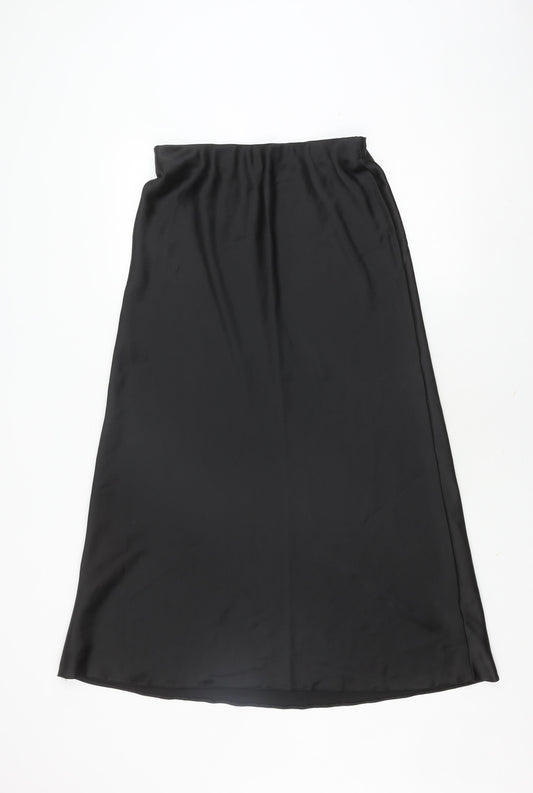 New Look Women's Black Midi A-Line Skirt, Size 12, Elastic Waist