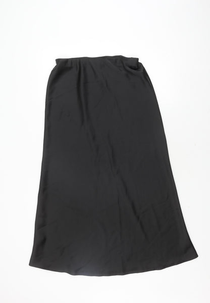 New Look Women's Black Midi A-Line Skirt, Size 12, Elastic Waist