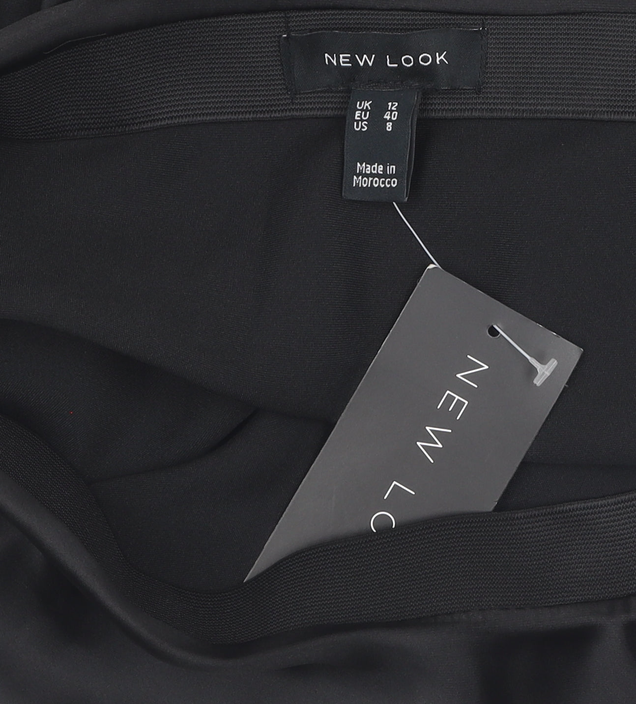 New Look Women's Black Midi A-Line Skirt, Size 12, Elastic Waist