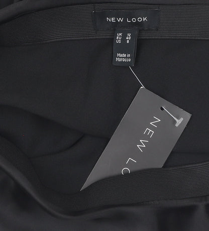 New Look Women's Black Midi A-Line Skirt, Size 12, Elastic Waist