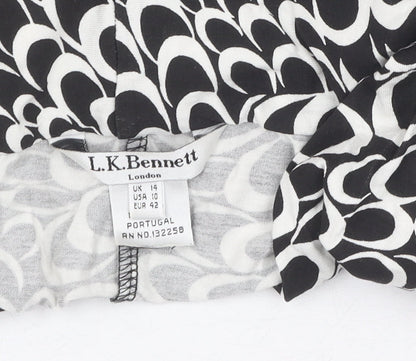 L.K. Bennett Women's Black & White Abstract Dress Size 14