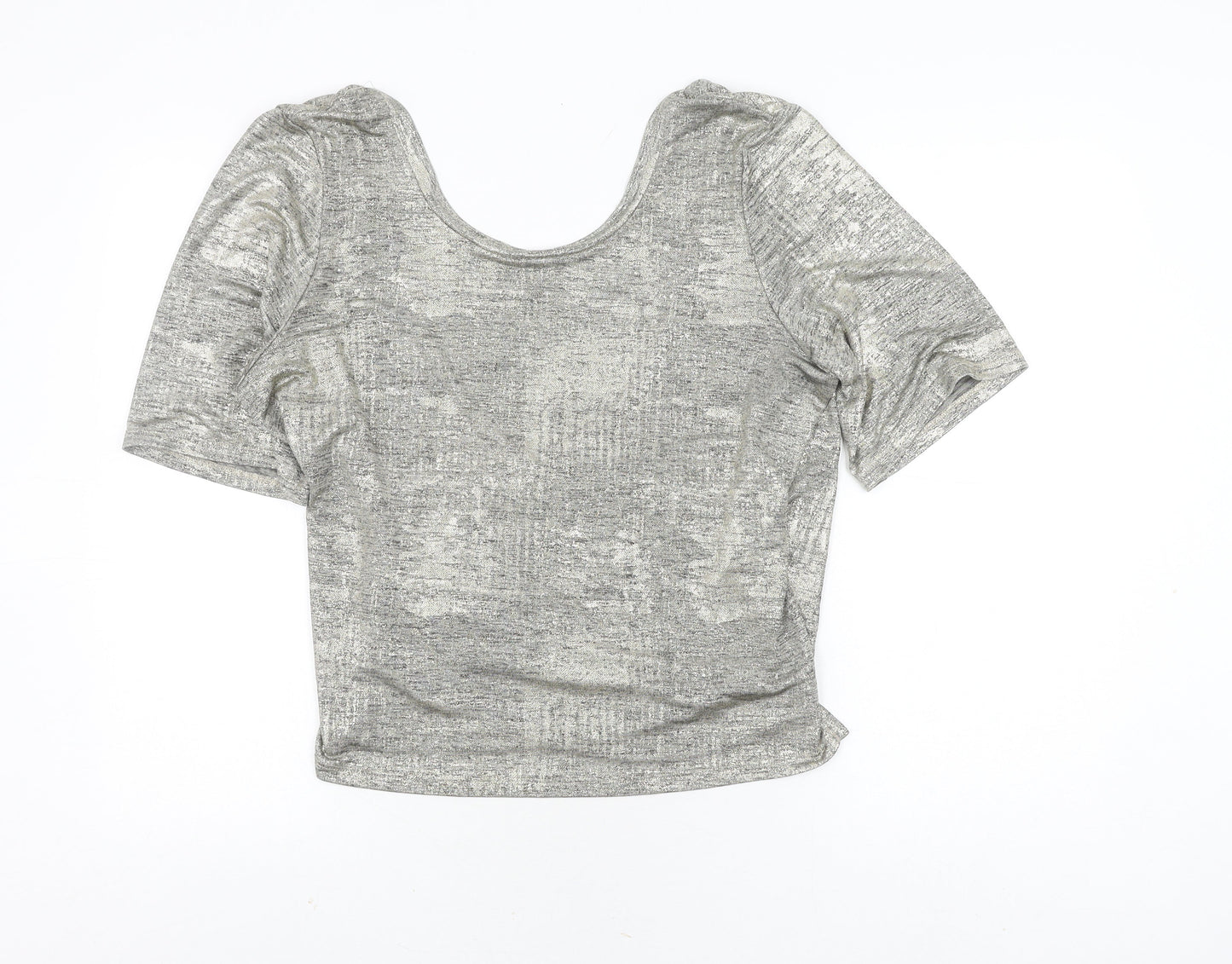 Womens UK Size 14 River Island Grey Cropped Blouse
