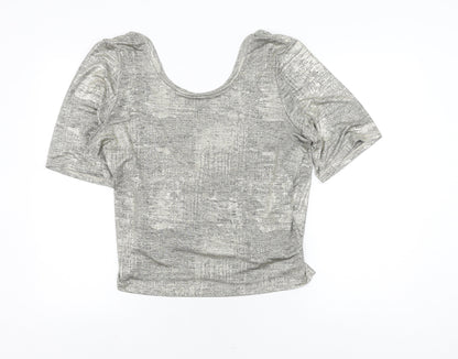 Womens UK Size 14 River Island Grey Cropped Blouse