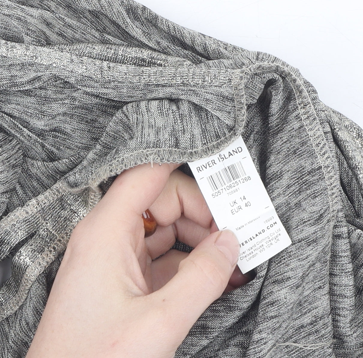 Womens UK Size 14 River Island Grey Cropped Blouse